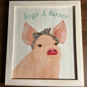 Wooden Framed Pig Print Picture